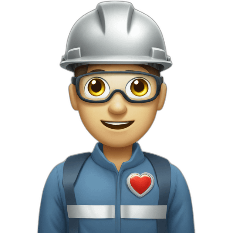 nuclear power plant workers with heart -shaped eyes emoji