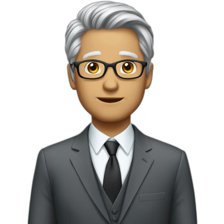 grey hair in suit public speaking emoji