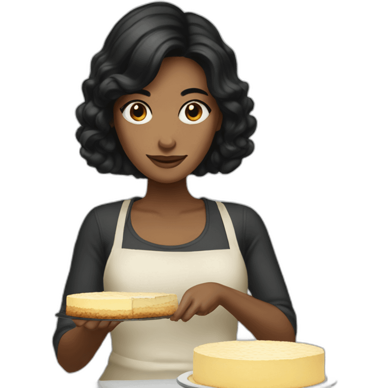 Woman with black hair Preparing cheescake emoji