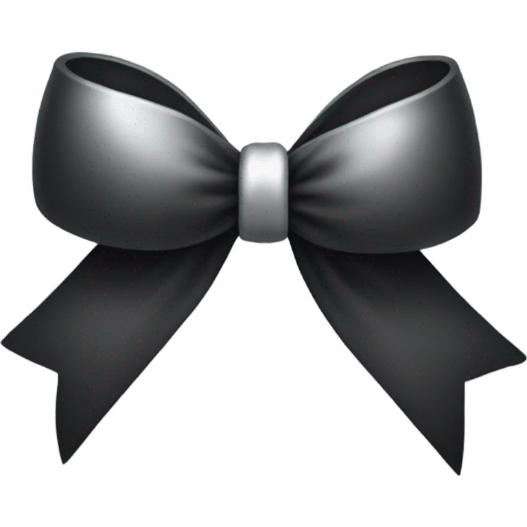 black bow with a silver heart bow in the center emoji