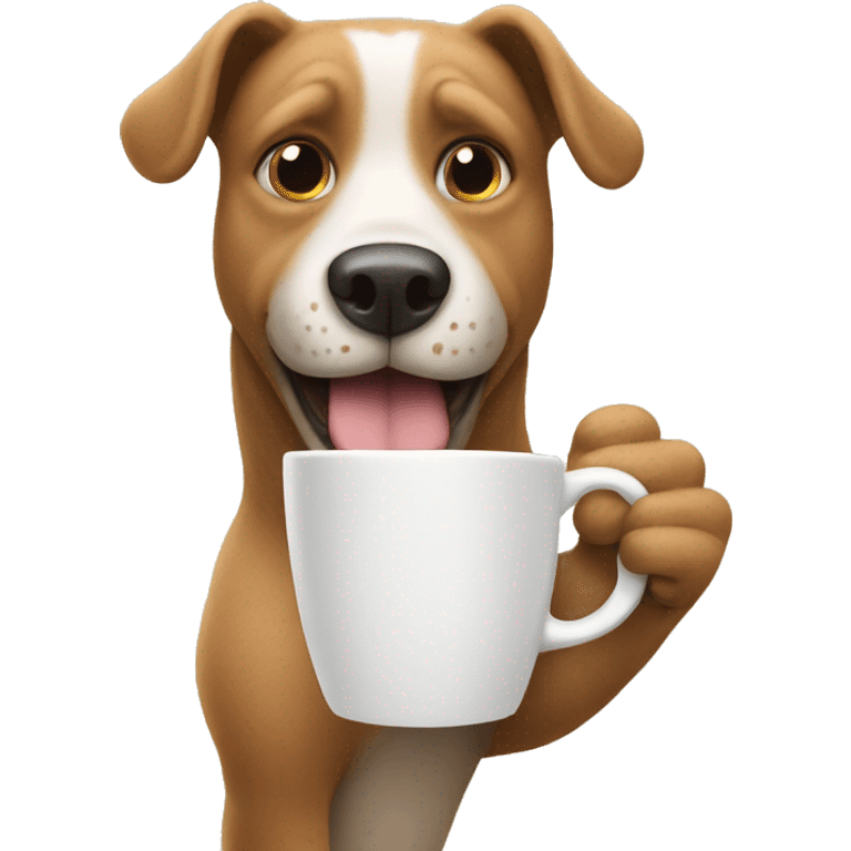 A dog holding a coffee cup emoji