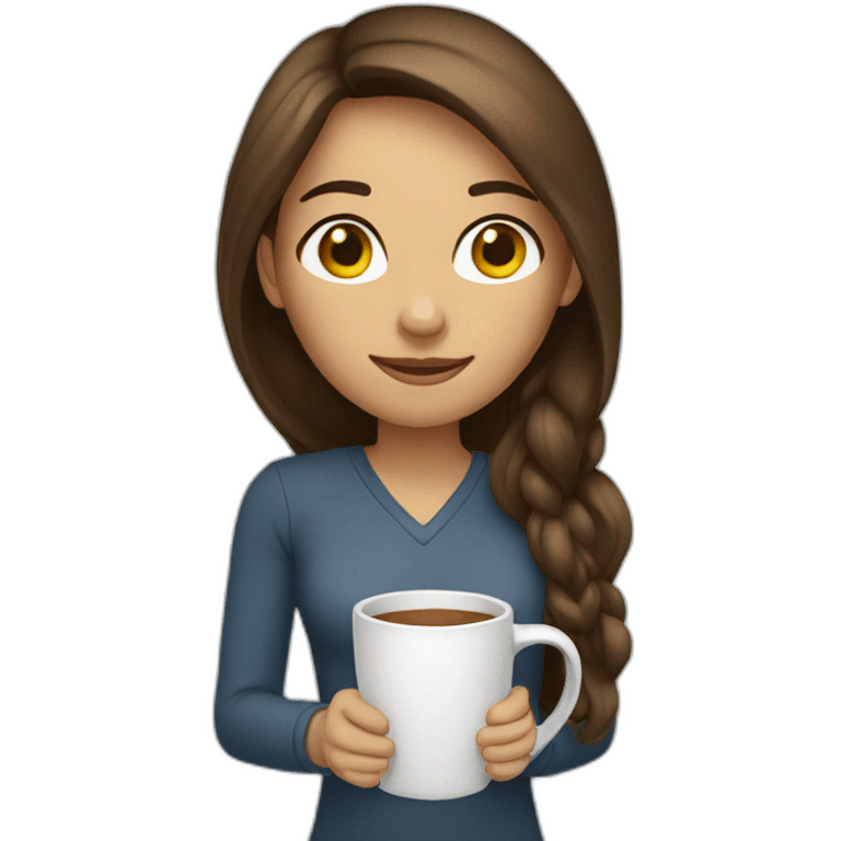 woman long brown hair with a mug emoji