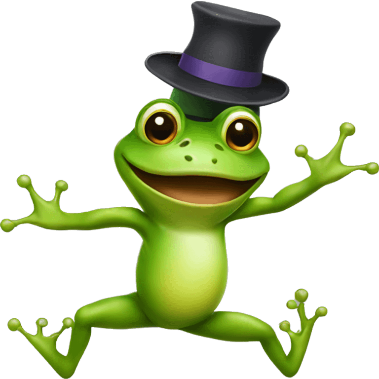 Dancing frog with hat emoji