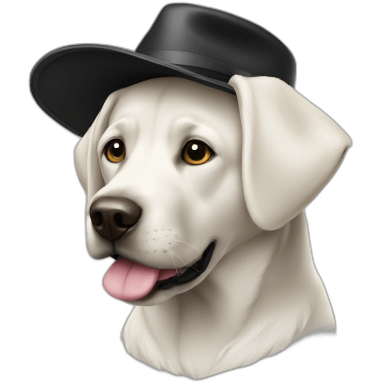 Black and white labrador eith hat emoji