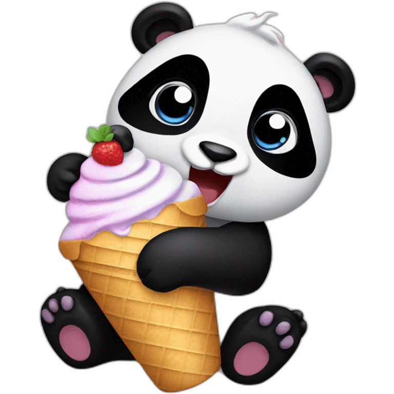 Panda eating ice cream emoji