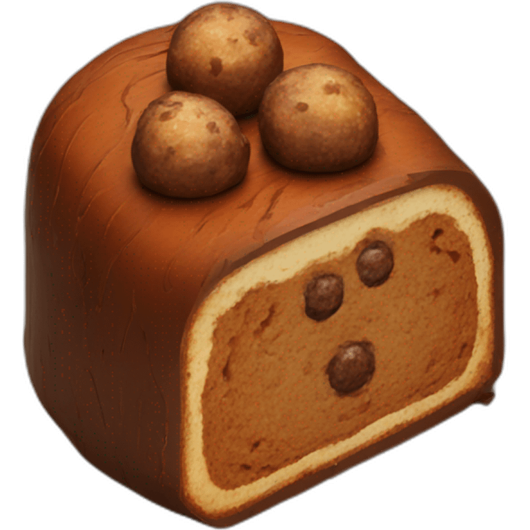 log cake with two meatballs emoji