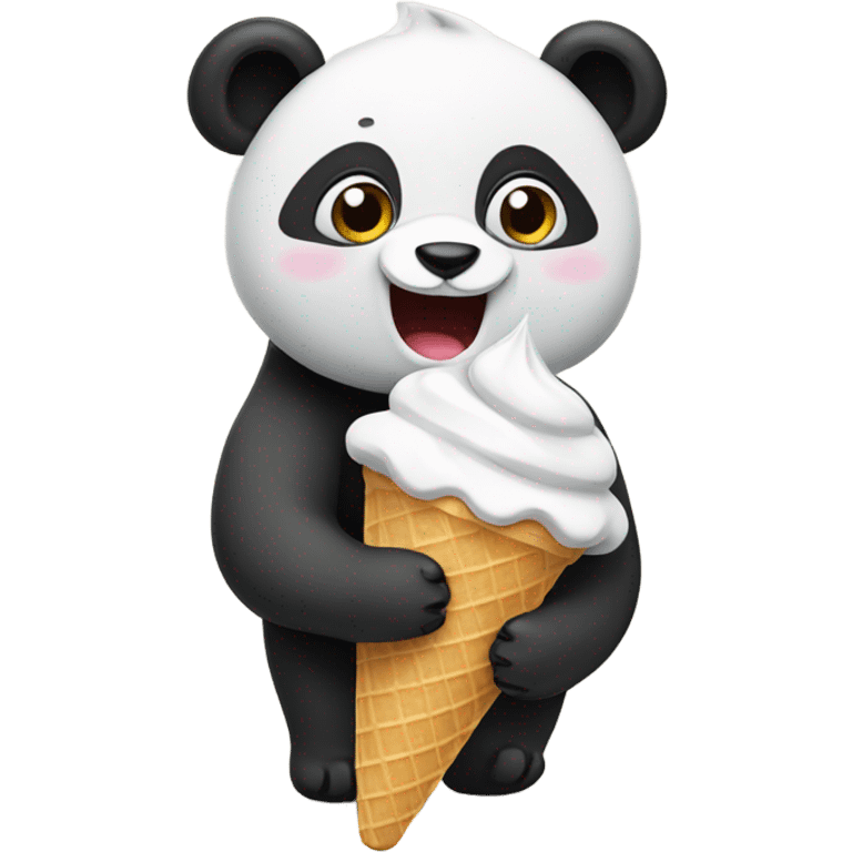 Panda eating ice cream emoji