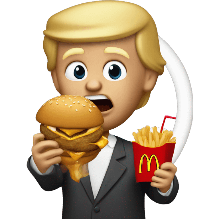 Donald trump eating McDonalds with Jesus emoji