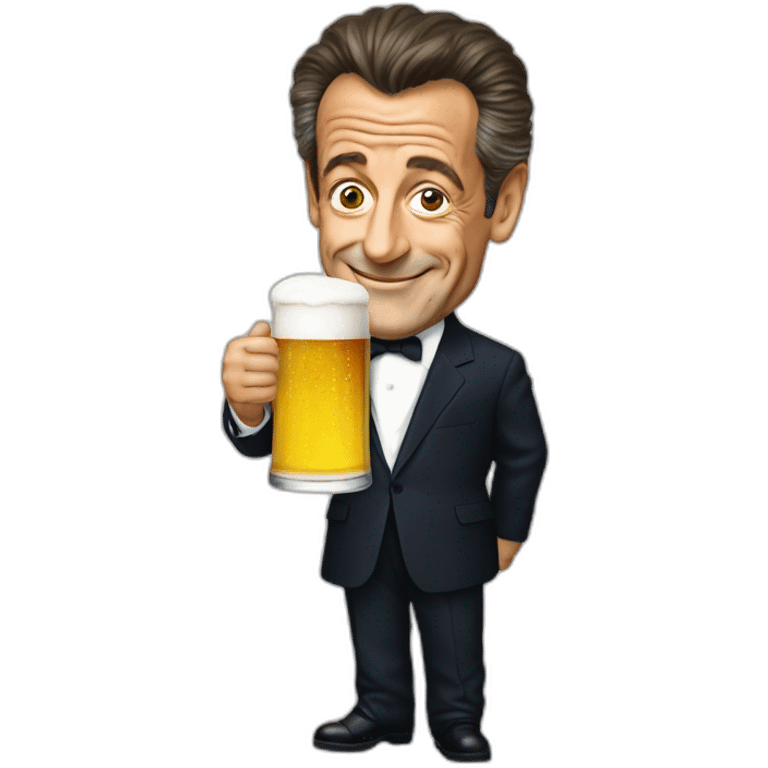 Nicolas Sarkozy holding a beer emoji