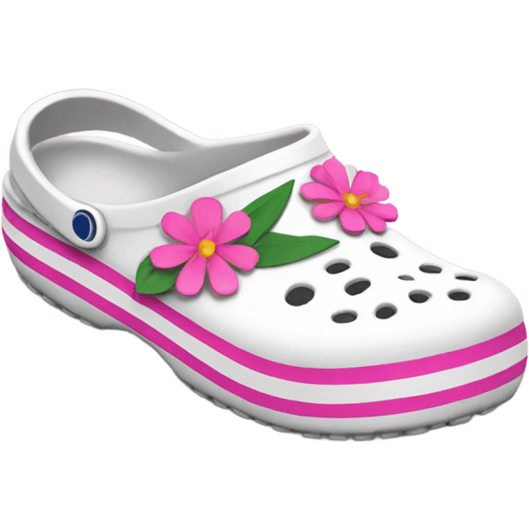 White Crocs with pink flowers emoji