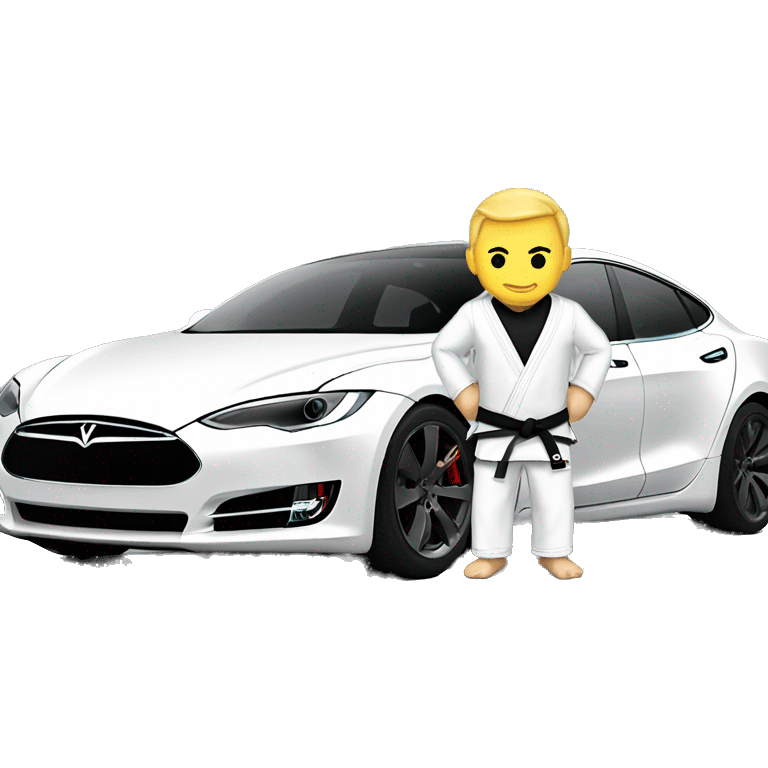 white jiu jitsu fighter in front of tesla emoji