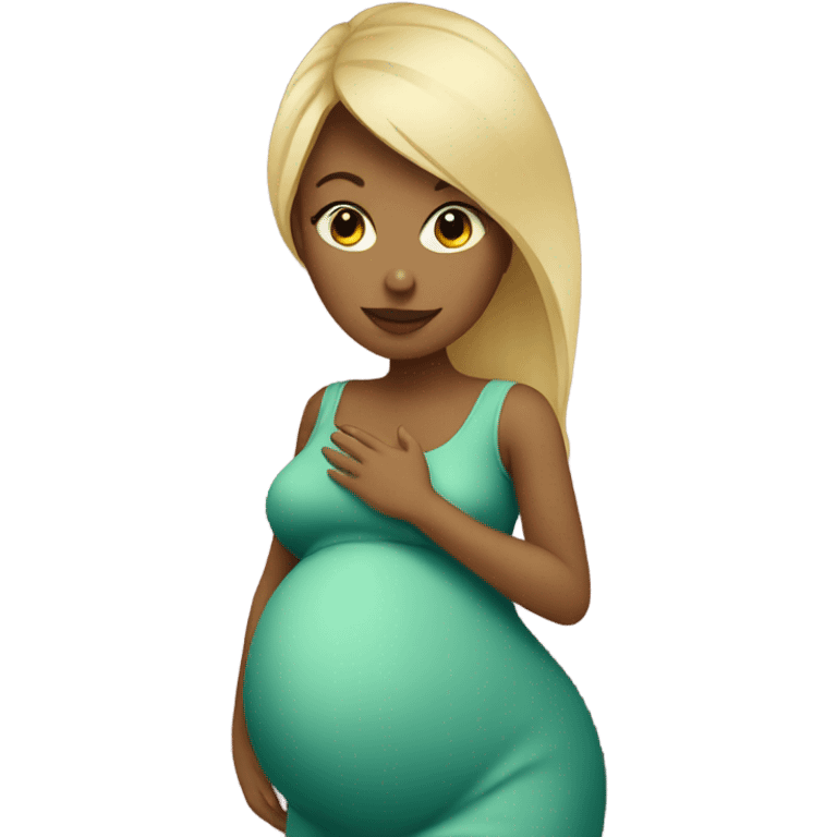 blonde pregnant woman at the Christmas tree emoji