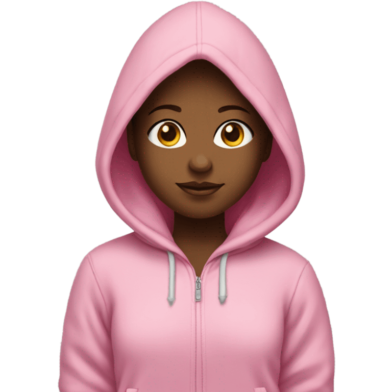 A girl wearing a pink palm puff hoddie emoji