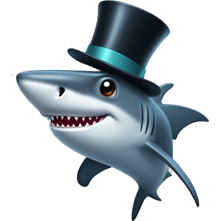 Shark with a top hat emoji