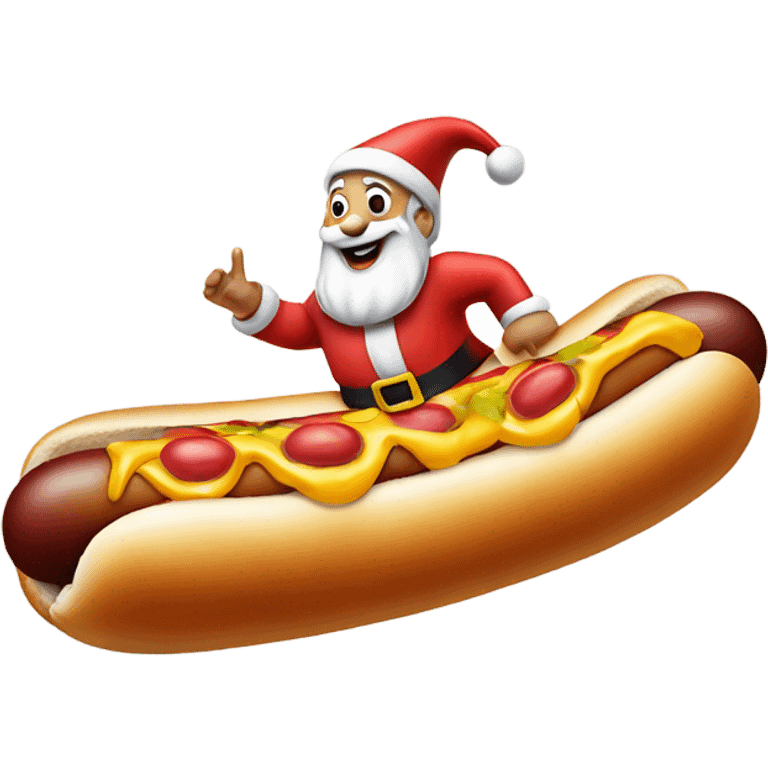 Santa riding a hot dog  emoji