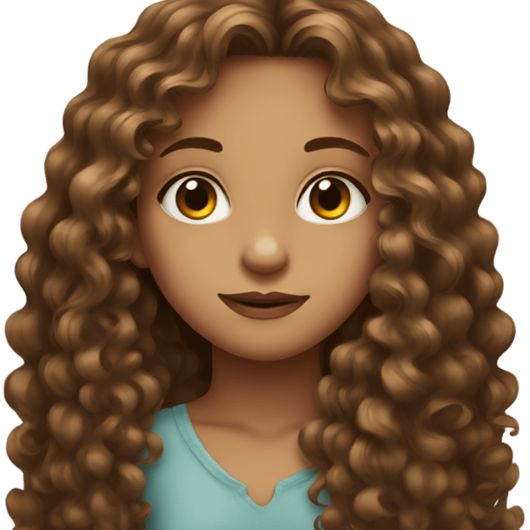 Beautiful girl with brown eyes and long curly hair  emoji