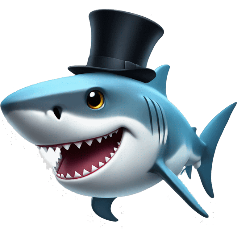 Shark with a top hat emoji