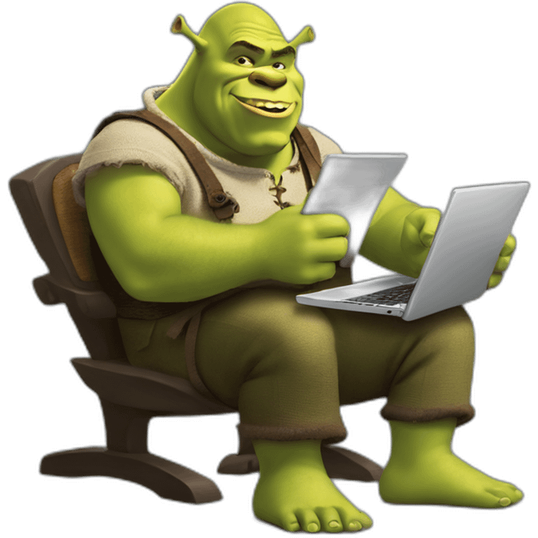 shrek typing on an ihpone emoji