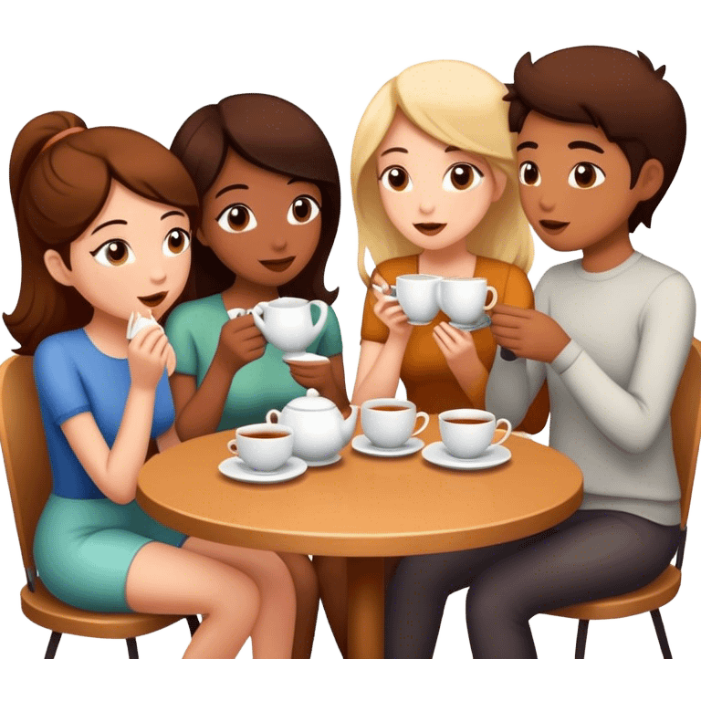 friends drinking tea and gossiping emoji