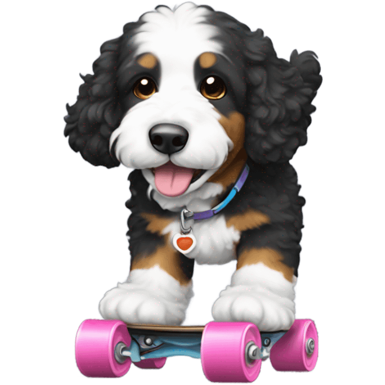 Bernedoodle with rollerskates emoji