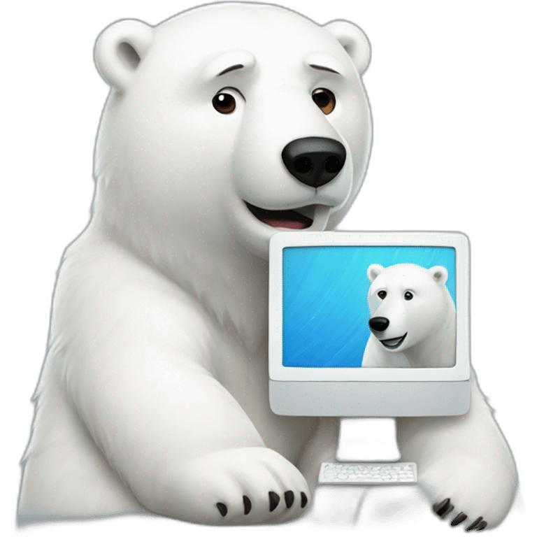 A polar bear with an iMac emoji