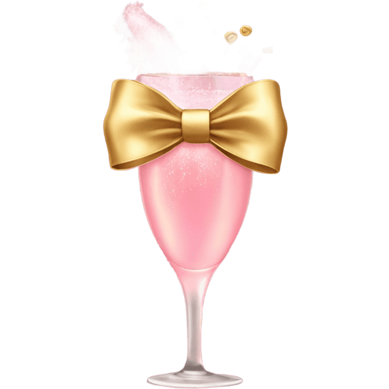 Pink champagne with gold bow emoji