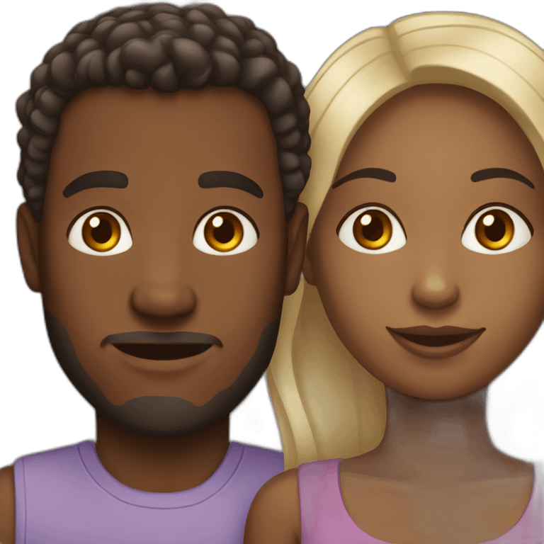 african woman and caucasian man emoji