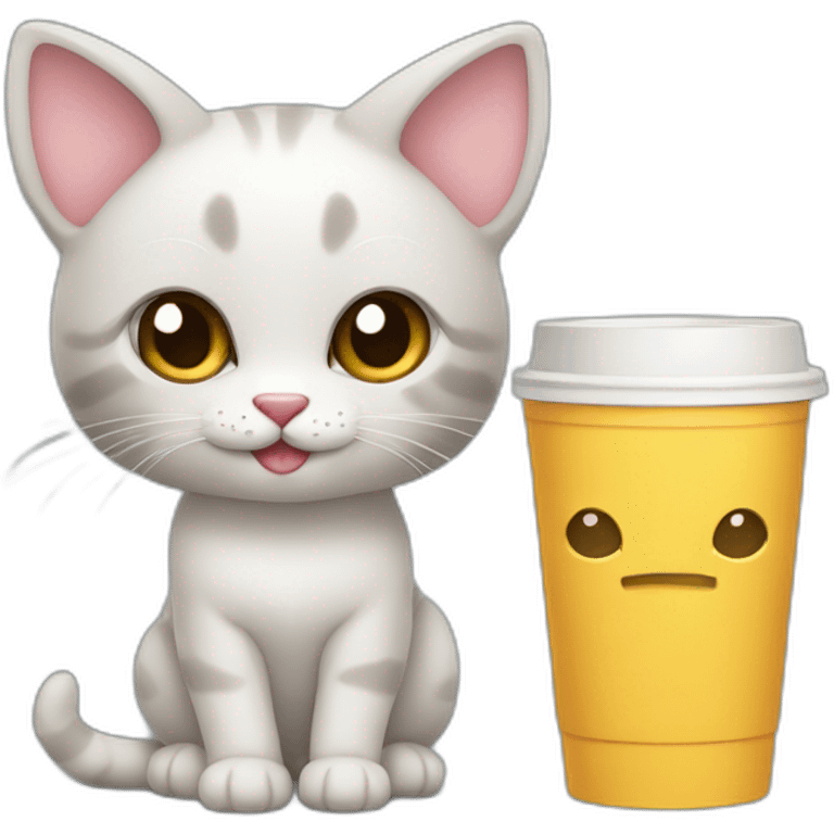 gatinho com copo na mão emoji