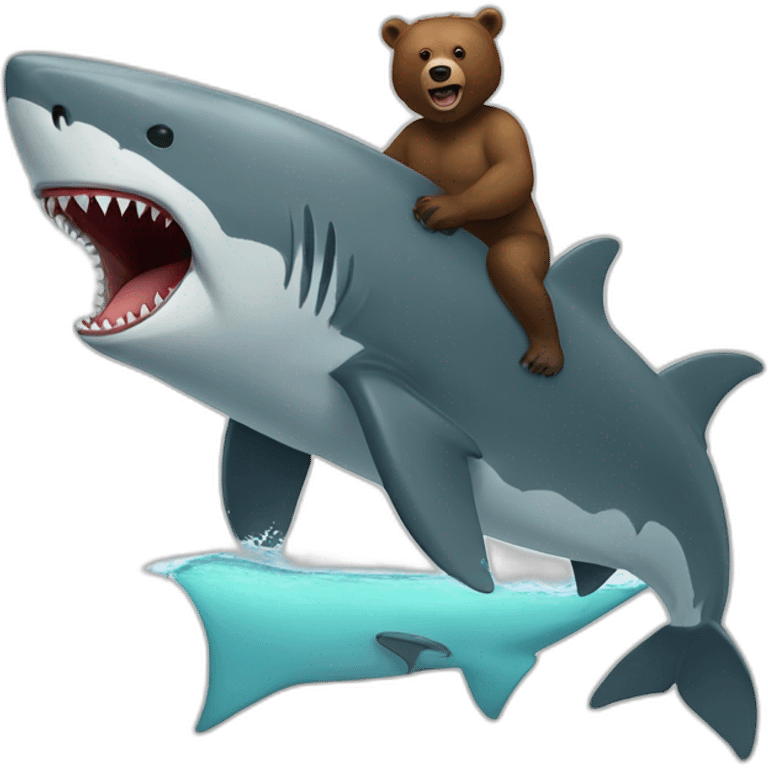 Grizzly bear riding a shark emoji