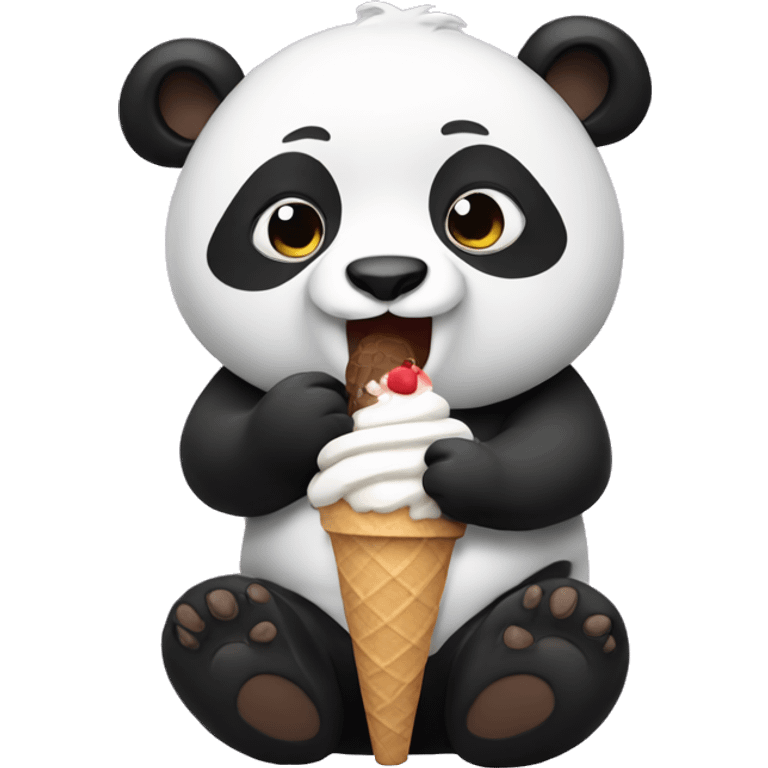 Panda eating ice cream emoji