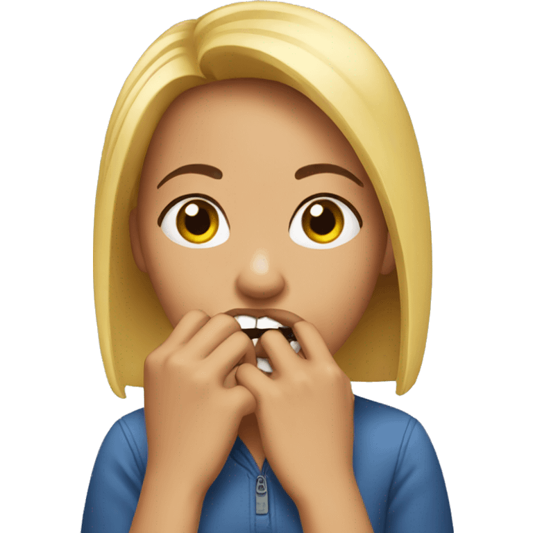 girl biting her nails emoji