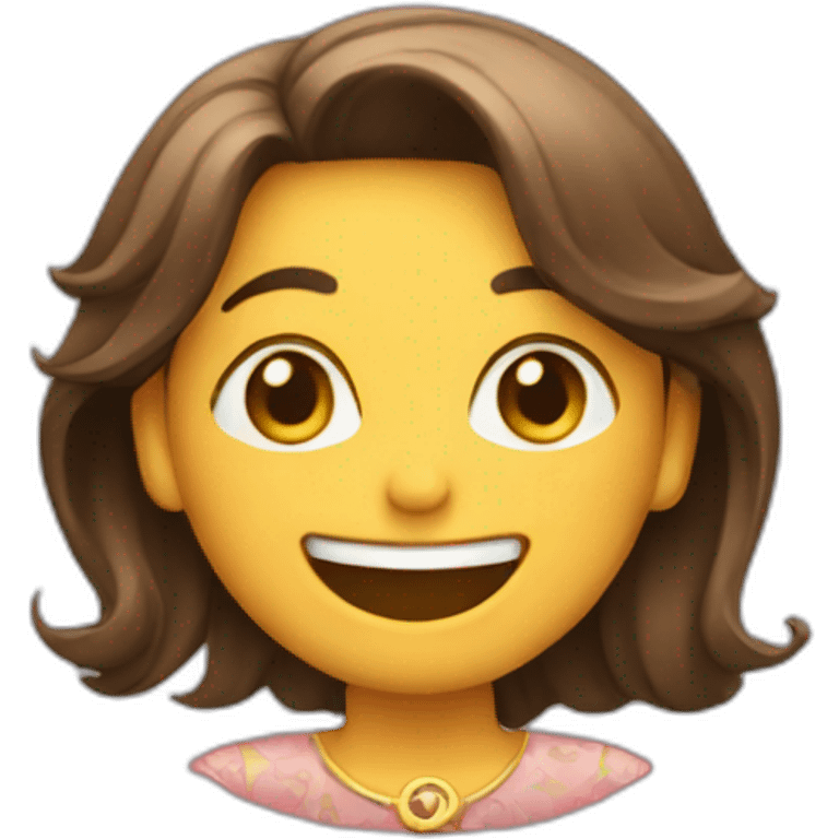 A person laughing and wearing a blouse with the letter J on it emoji