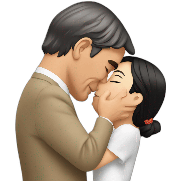 Bolsonaro kissing china and blushing and touching emoji