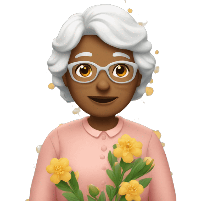 Grandma with flowers emoji