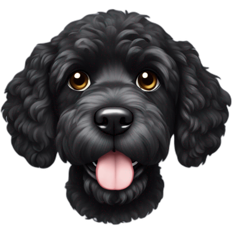 black face Portuguese water dog with white chin and chest emoji