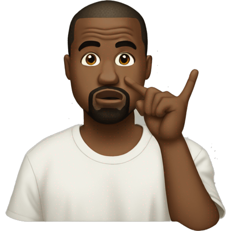 Kanye west with one finger on his mouth emoji