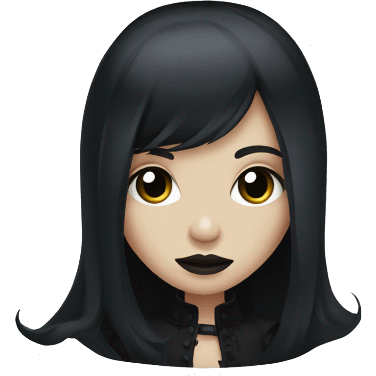 goth girl with long black hair emoji