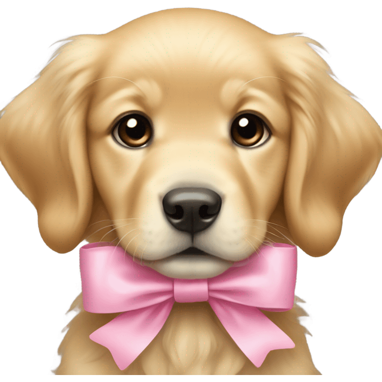 Baby golden retriever with pink bow  emoji