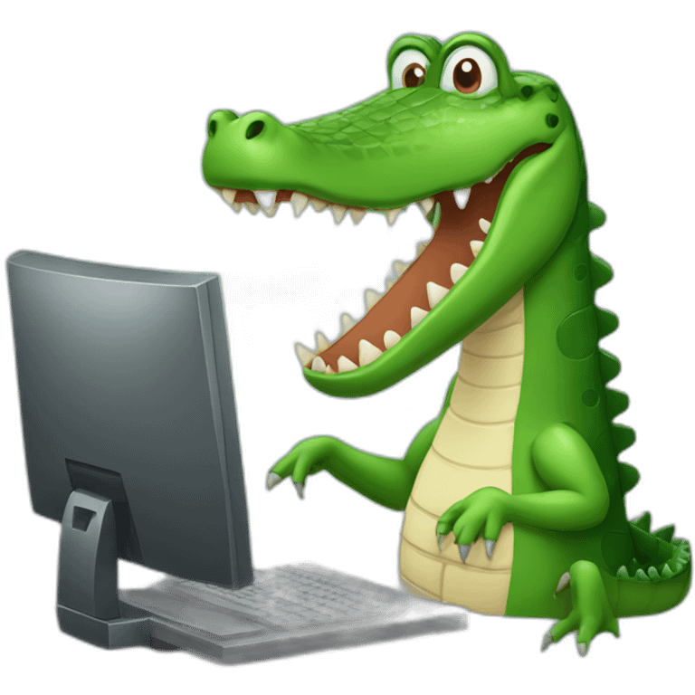 crocodile typing in computer emoji