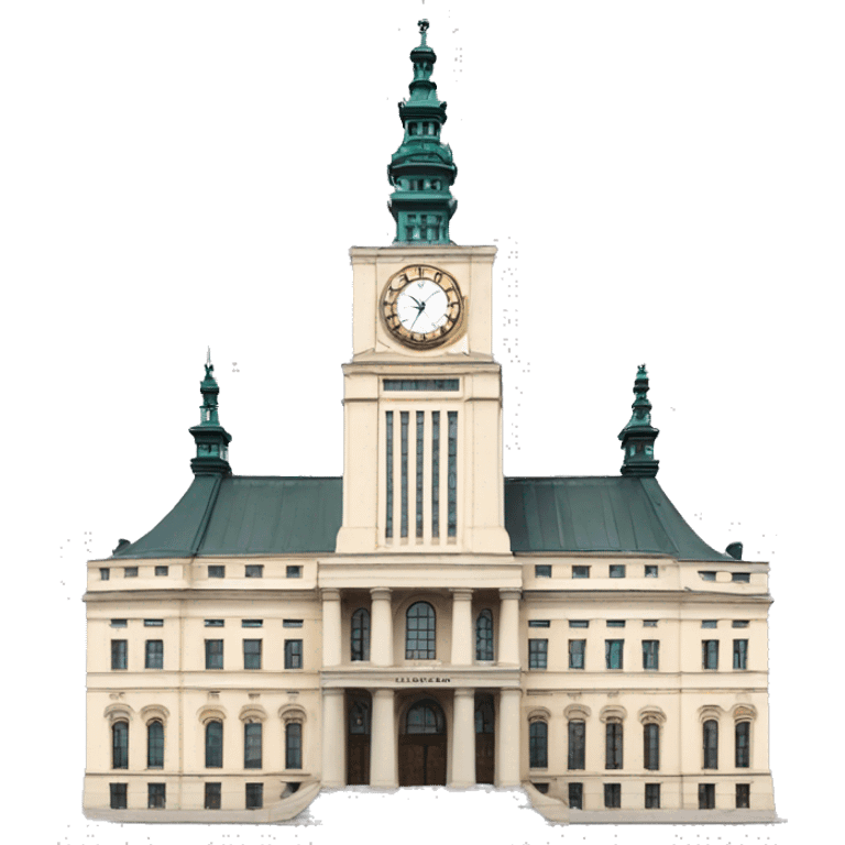 Warsaw palace of culture wit clock on the top of tower emoji