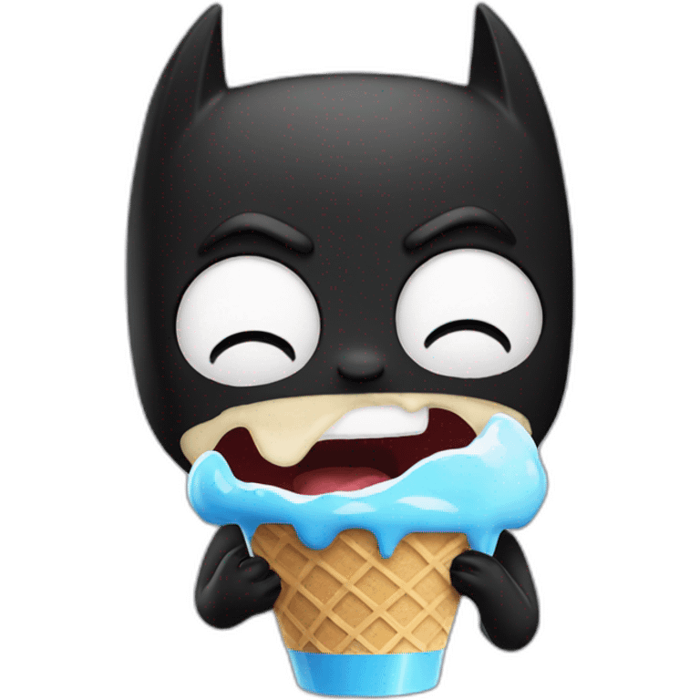 Batman crying while eating ice cream emoji