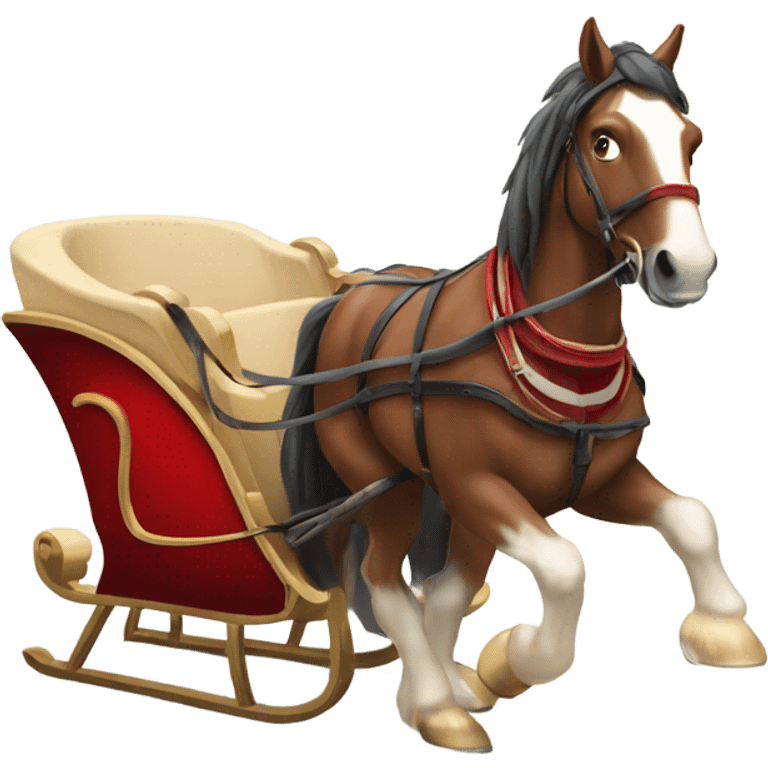 Sleigh with Clydsdale horse emoji