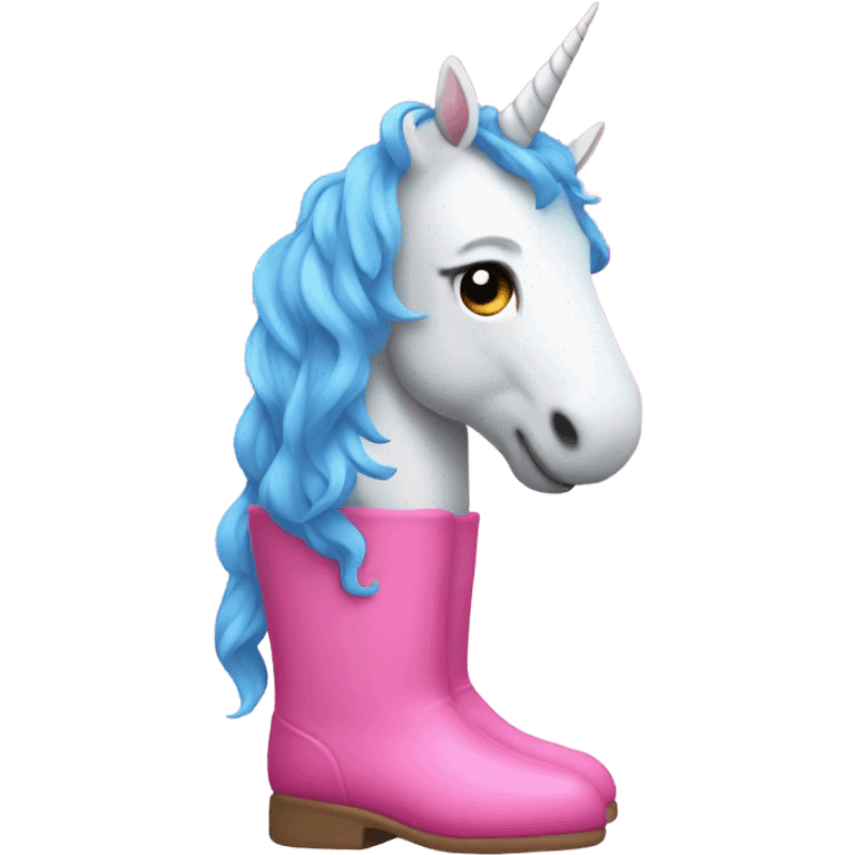 Pink unicorn wearing blue boots emoji