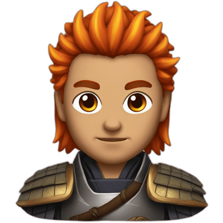 Samurai with fire hair emoji