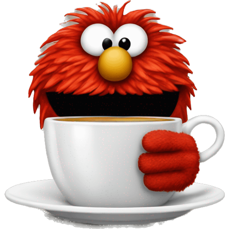 Elmo con taza de cafe emoji