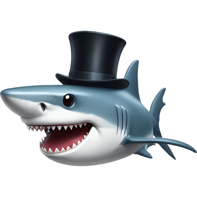 Shark with a top hat emoji