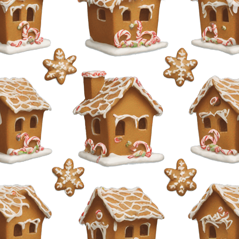 gingerbread house with gingerbread men emoji