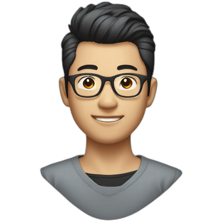 25 year old Asian male with glasses and pompadour hair emoji