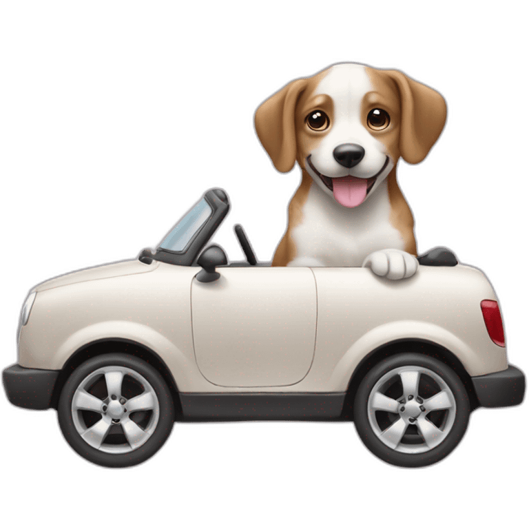 Cachorro dirigindo um carro emoji