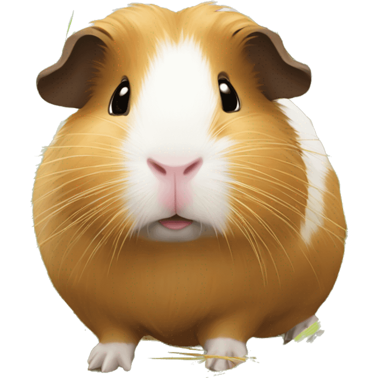 Guineapig eating  a strand of long grass hay  emoji